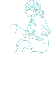 コーヒーを飲んでいる女性
